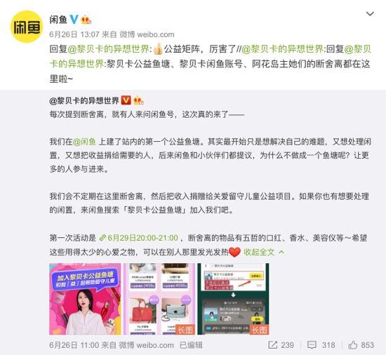 閑魚首個(gè)公益魚塘，黎貝卡用時(shí)尚傳遞溫暖助力公益 圖2